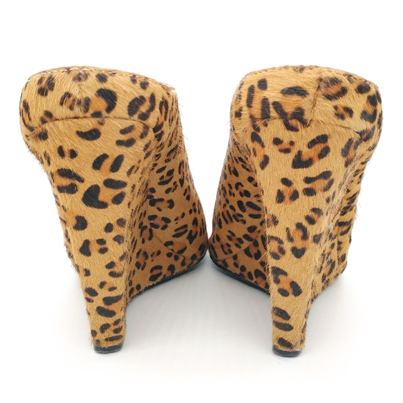 Bebe Leopard Wedge Peep Toe Booties Size 8 - Picture 3 of 5